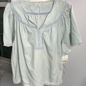 27. NWT A.N.A. Light Denim With Fringe Top